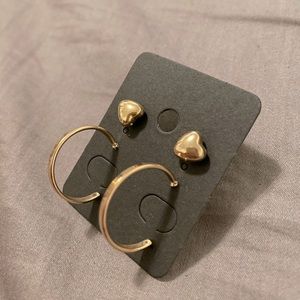 2-pairs gold mini hoops earrings set